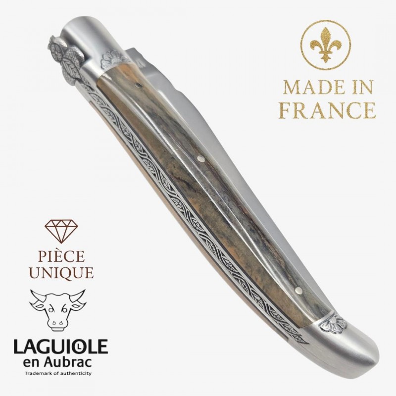 Couteau Laguiole en Aubrac croute ivoire  mammouth pièce unique