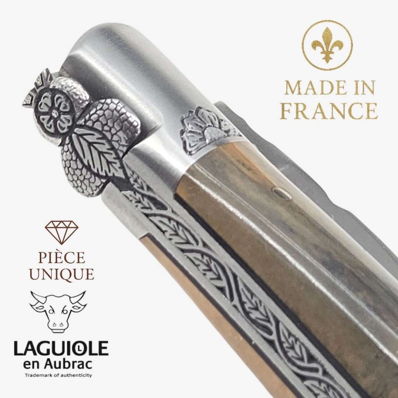 Couteau Laguiole en Aubrac croute ivoire  mammouth pièce unique