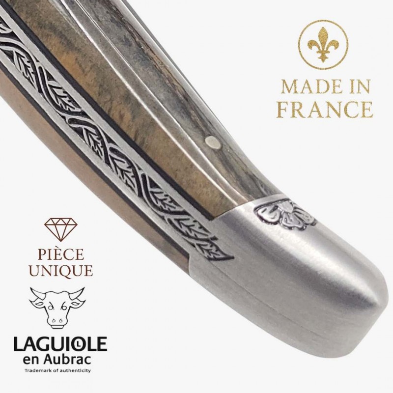 Couteau Laguiole en Aubrac croute ivoire  mammouth pièce unique