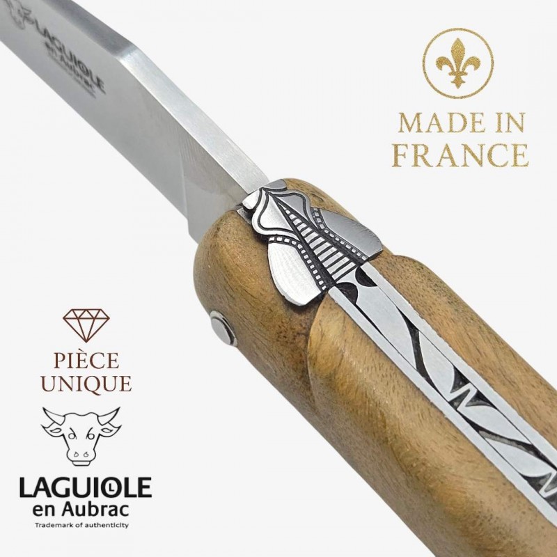 Couteau Laguiole en Aubrac pièce unique cheesewood bague centrale