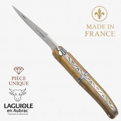 Couteau Laguiole en Aubrac pièce unique cheesewood bague centrale