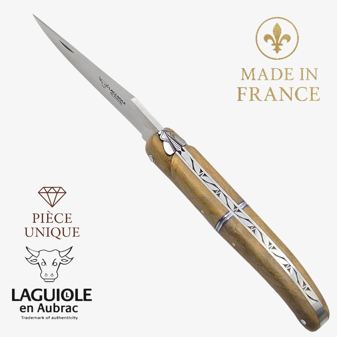 Couteau Laguiole en Aubrac pièce unique cheesewood bague centrale