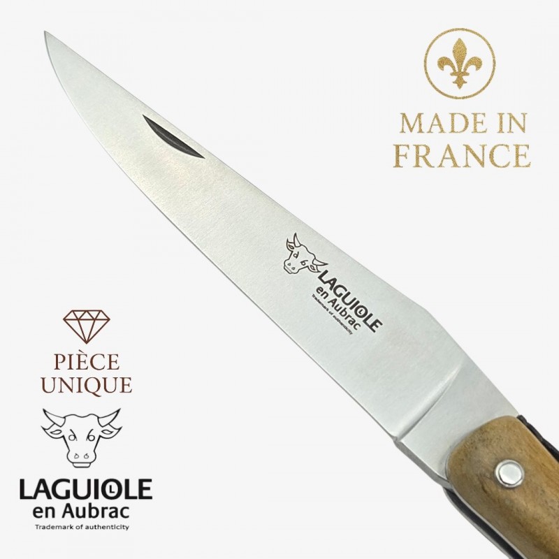 Couteau Laguiole en Aubrac pièce unique cheesewood bague centrale