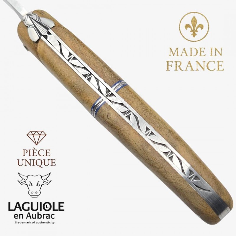 Couteau Laguiole en Aubrac pièce unique cheesewood bague centrale