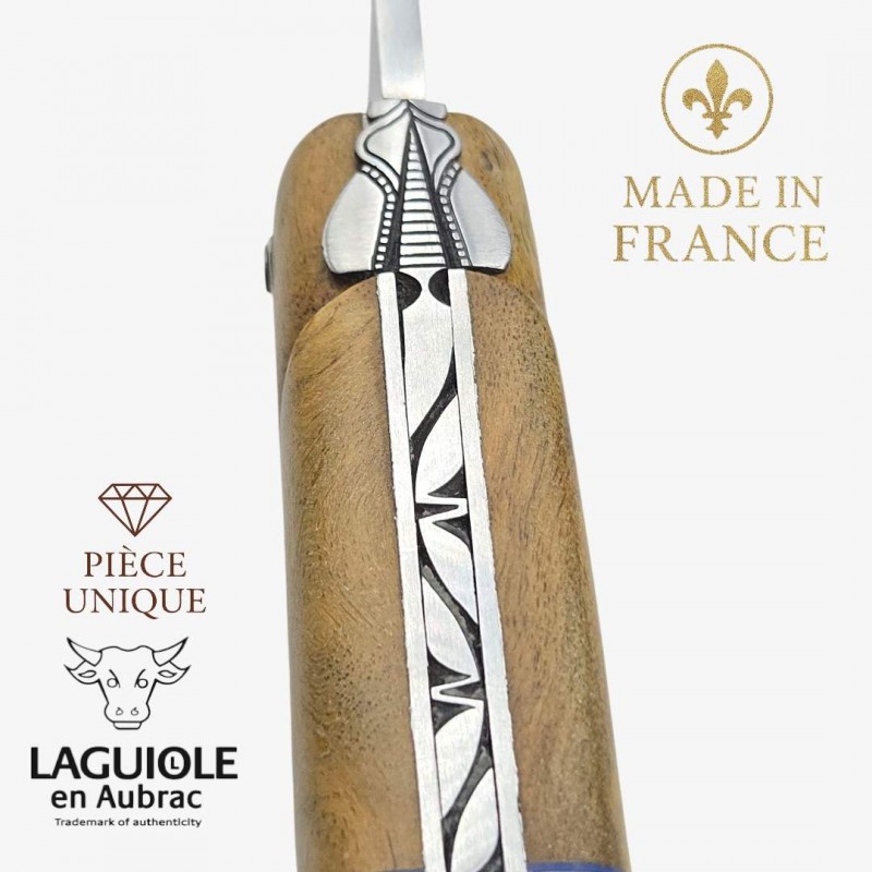 Couteau Laguiole en Aubrac pièce unique cheesewood bague centrale