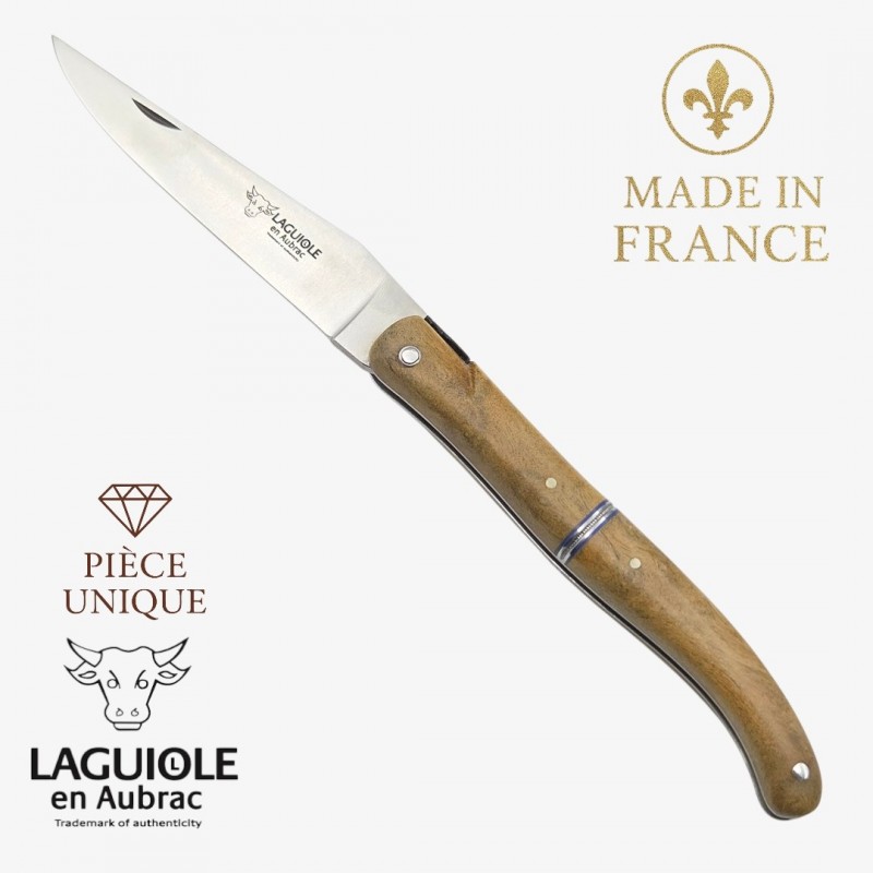 Couteau Laguiole en Aubrac pièce unique cheesewood bague centrale