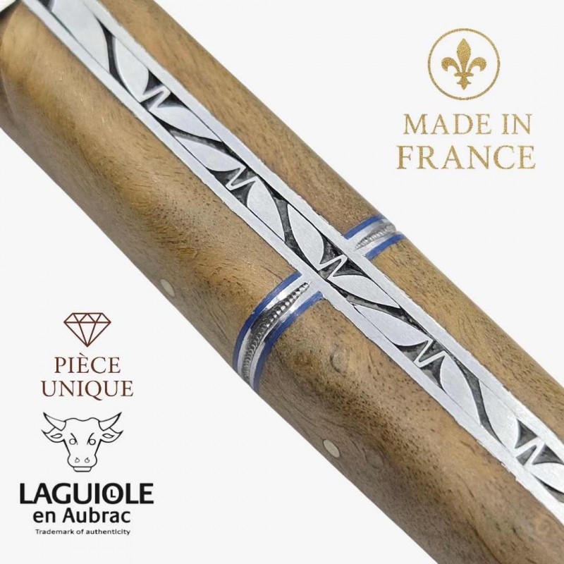 Couteau Laguiole en Aubrac pièce unique cheesewood bague centrale