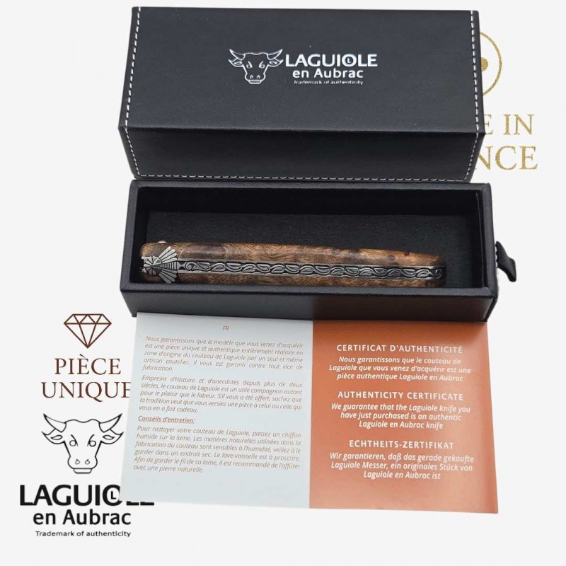 Couteau Laguiole en Aubrac pièce unique Albizzia