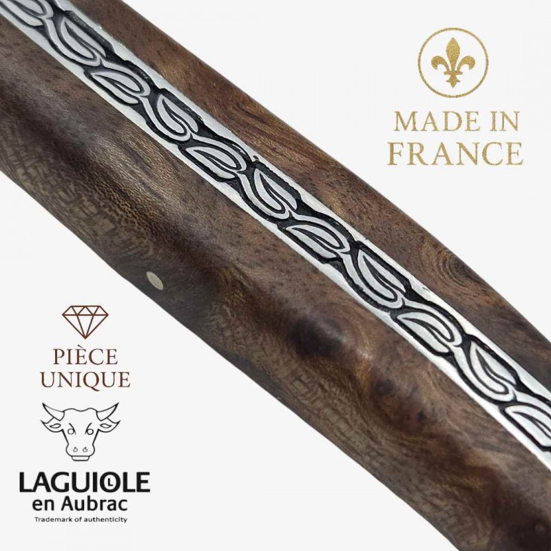 Couteau Laguiole en Aubrac pièce unique Albizzia
