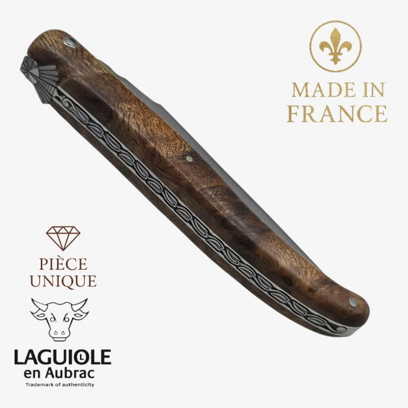 Couteau Laguiole en Aubrac pièce unique Albizzia
