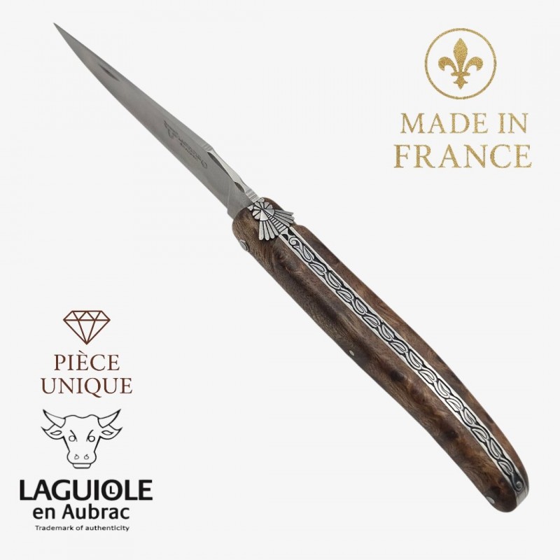 Couteau Laguiole en Aubrac pièce unique Albizzia