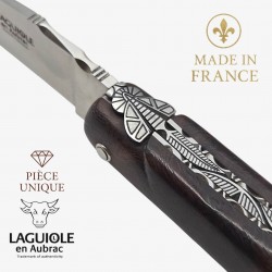 Couteau Laguiole en Aubrac pièce unique bois de fer