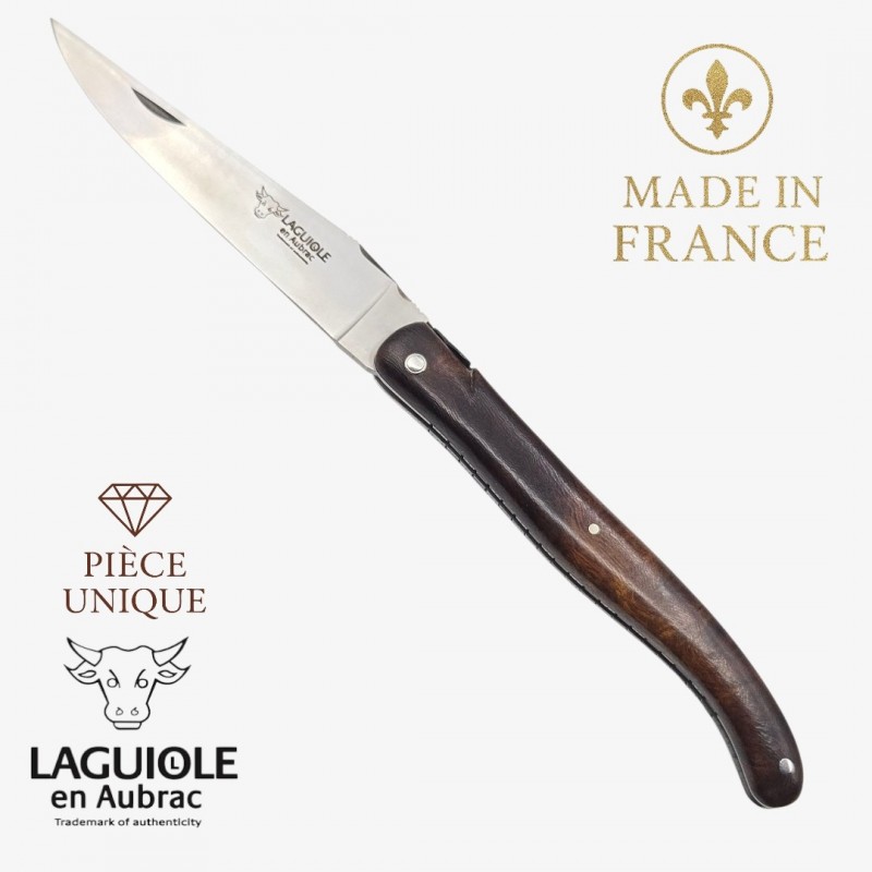Couteau Laguiole en Aubrac pièce unique bois de fer