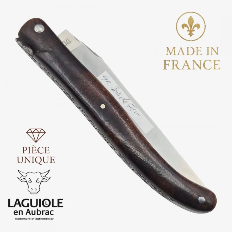 Couteau Laguiole en Aubrac pièce unique bois de fer