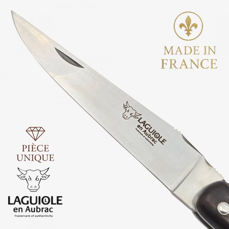Couteau Laguiole en Aubrac pièce unique bois de fer