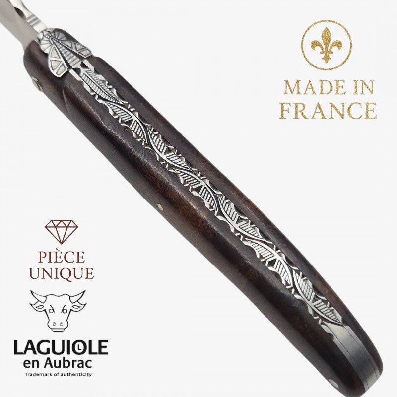 Couteau Laguiole en Aubrac pièce unique bois de fer
