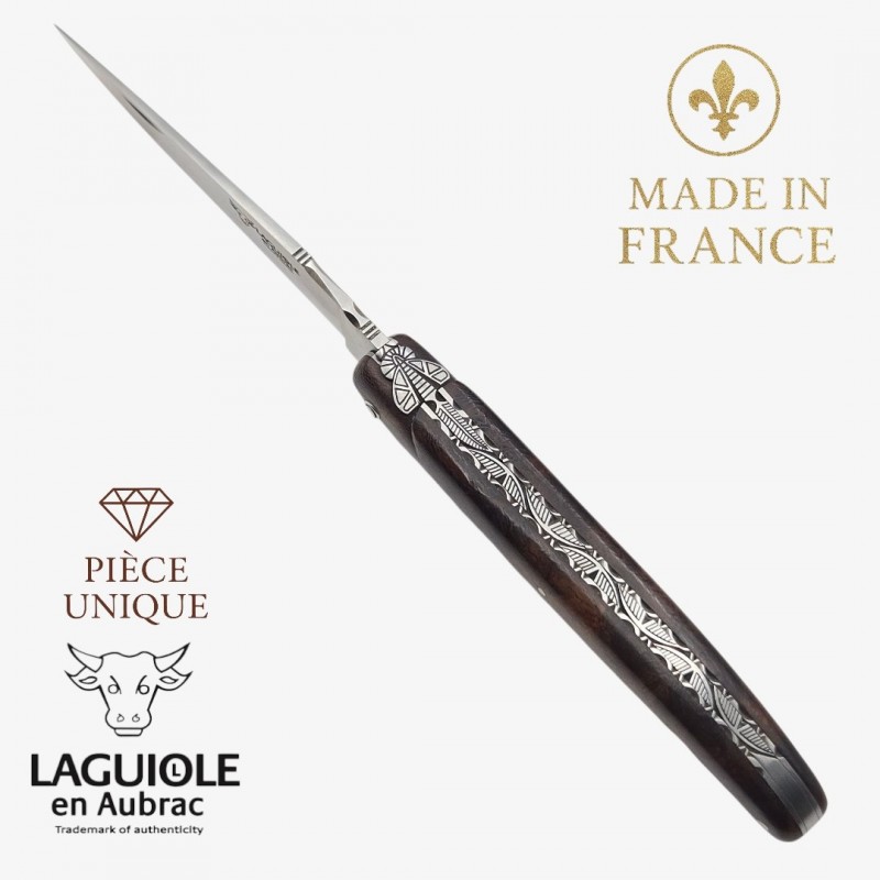Couteau Laguiole en Aubrac pièce unique bois de fer