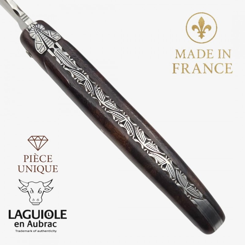 Couteau Laguiole en Aubrac pièce unique bois de fer