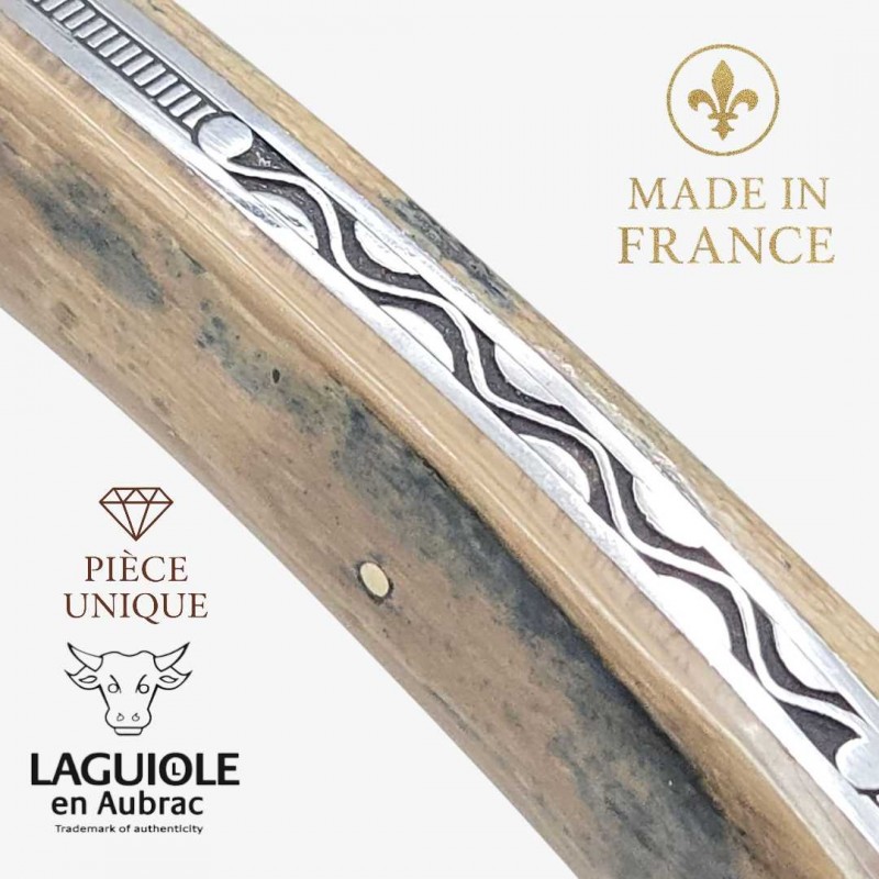Couteau Laguiole en Aubrac Mistral ivory crust pièce unique