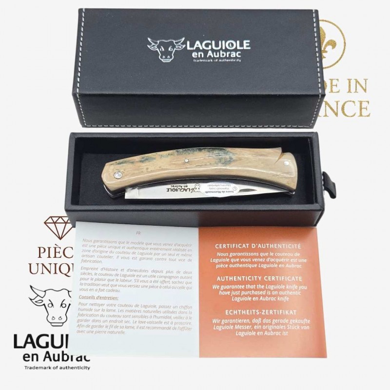 Couteau Laguiole en Aubrac Mistral ivory crust pièce unique