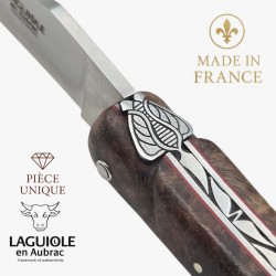 Couteau pliant Artisanal Laguiole en Aubrac pièce unique loupe Albizia