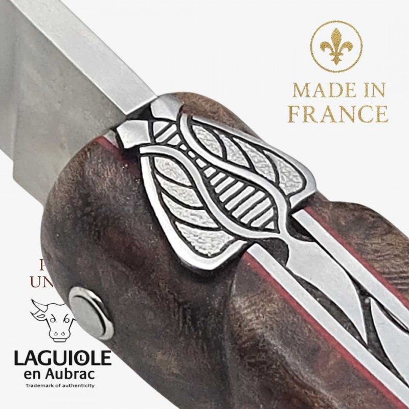 Couteau pliant Artisanal Laguiole en Aubrac pièce unique loupe Albizia