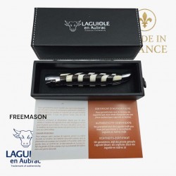 Couteau Laguiole Franc macon Freemason ébène os