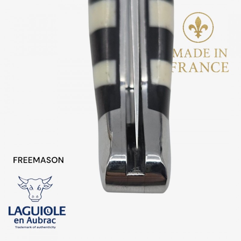 Couteau Laguiole Franc macon Freemason ébène os