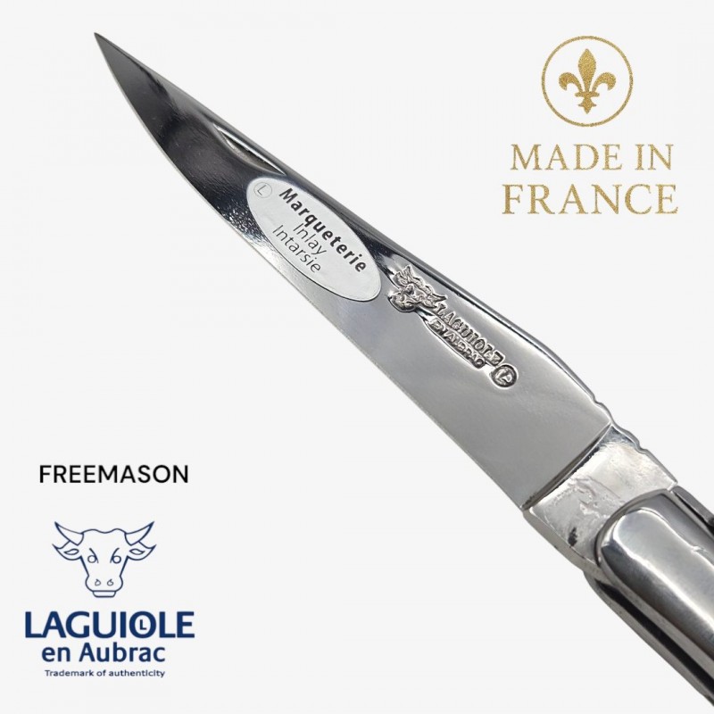 Couteau Laguiole Franc macon Freemason ébène os