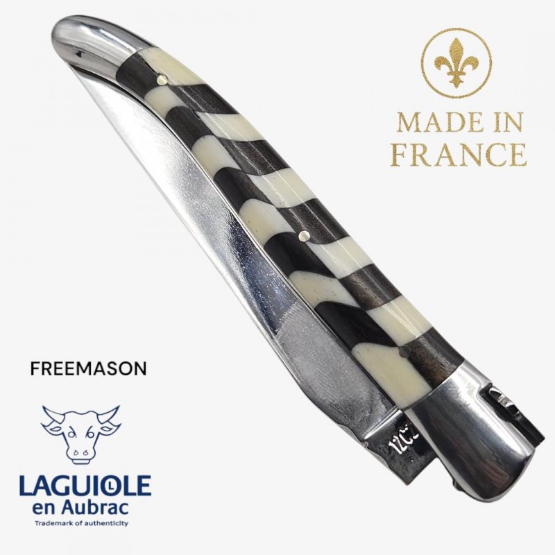 Couteau Laguiole Franc macon Freemason ébène os