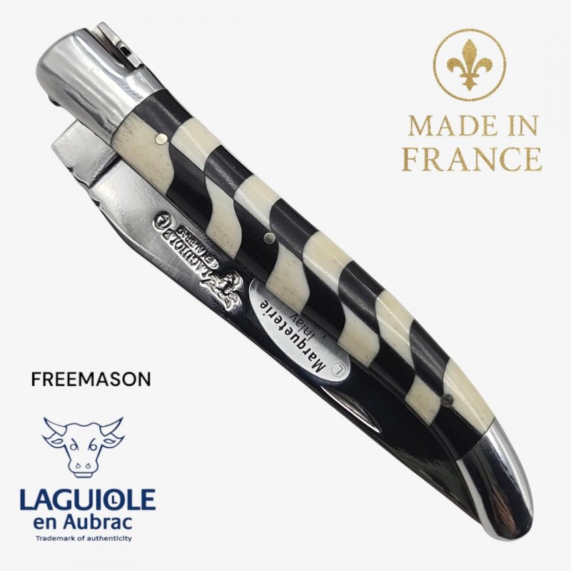 Couteau Laguiole Franc macon Freemason ébène os