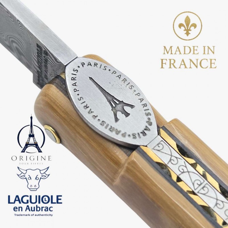 Laguiole en Aubrac Tour Eiffel ivoire de mammouth beige damas