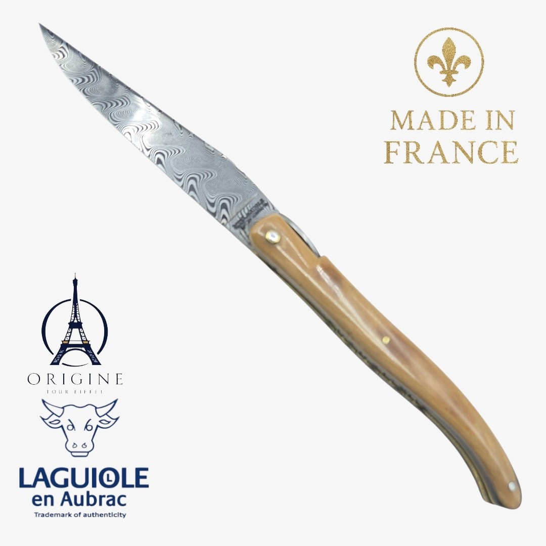 Laguiole en Aubrac Tour Eiffel ivoire de mammouth beige damas