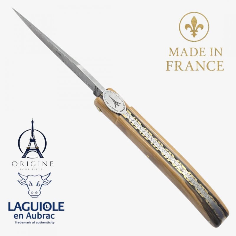 Laguiole en Aubrac Tour Eiffel ivoire de mammouth beige damas