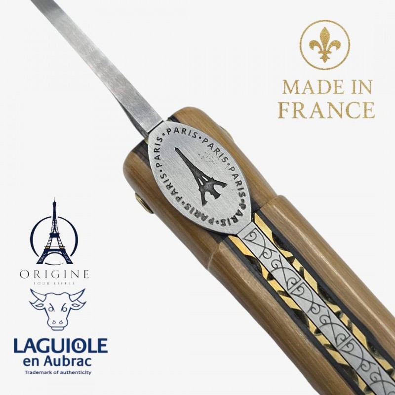 Laguiole en Aubrac Tour Eiffel ivoire de mammouth beige damas