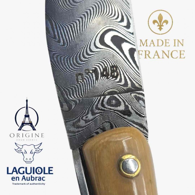 Laguiole en Aubrac Tour Eiffel ivoire de mammouth beige damas