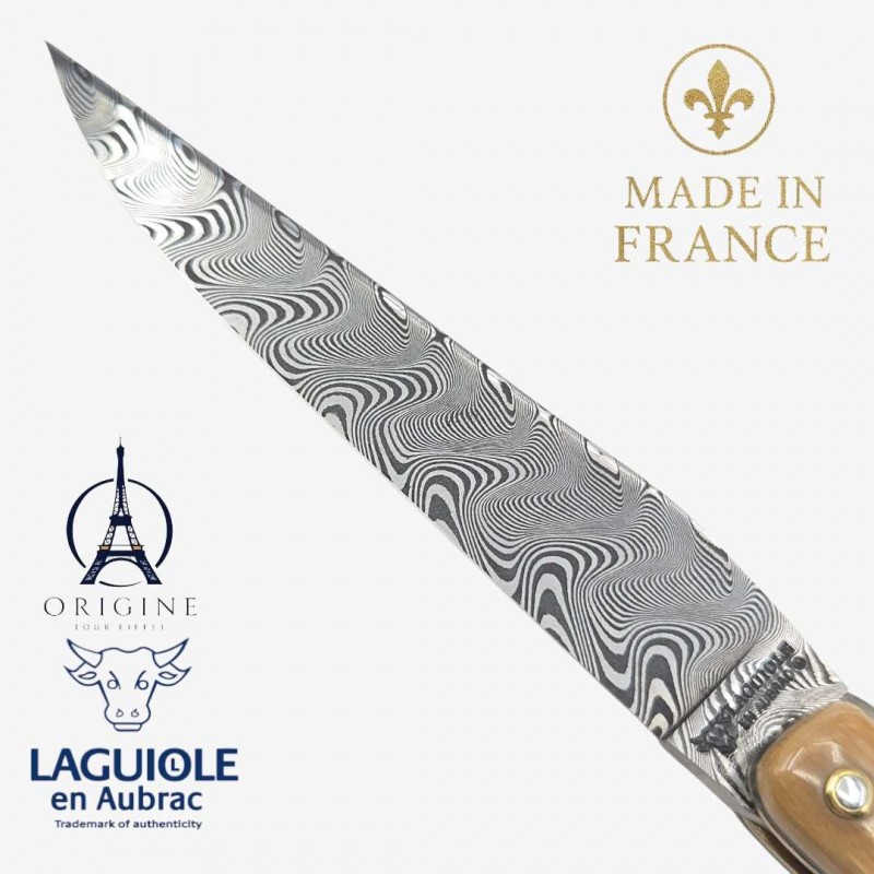 Laguiole en Aubrac Tour Eiffel ivoire de mammouth beige damas