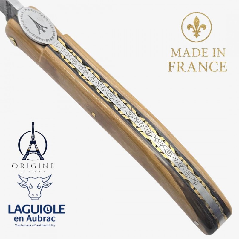 Laguiole en Aubrac Tour Eiffel ivoire de mammouth beige damas