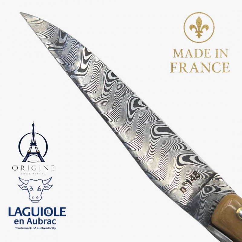 Laguiole en Aubrac Tour Eiffel ivoire de mammouth beige damas