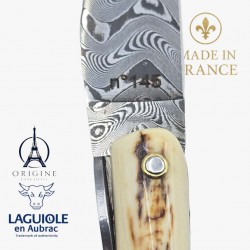 Laguiole en Aubrac Tour Eiffel ivoire de mammouth beige damas