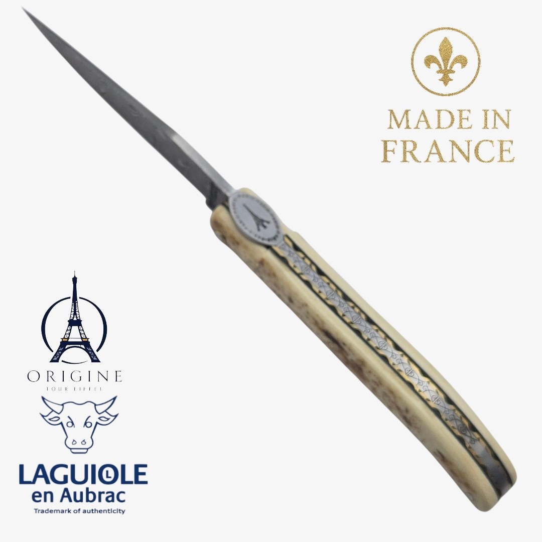 Laguiole en Aubrac Tour Eiffel ivoire de mammouth beige damas