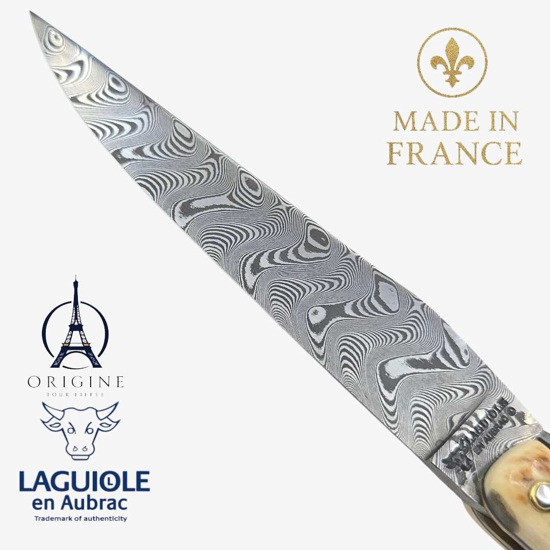 Laguiole en Aubrac Tour Eiffel ivoire de mammouth beige damas