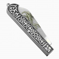 Couteau lame rabattue gravure vierge 19cm
