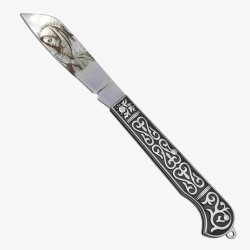 Couteau lame rabattue gravure vierge 19cm