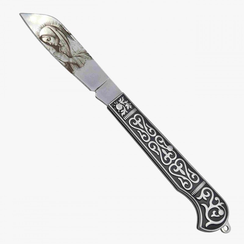 Couteau lame rabattue gravure vierge 19cm