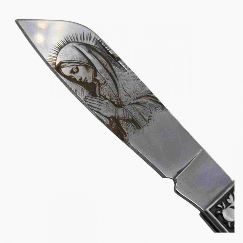 Couteau lame rabattue gravure vierge 19cm