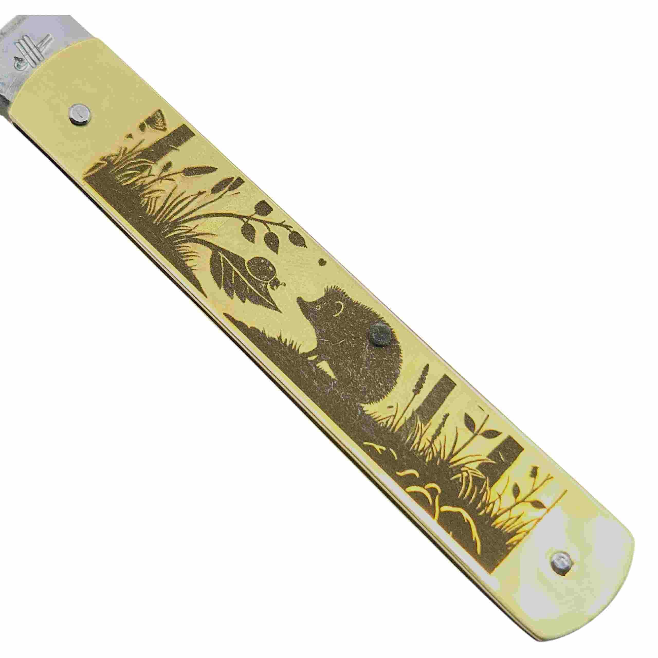 Couteau italien Sflilato laiton 15cm  iglo lame carbone