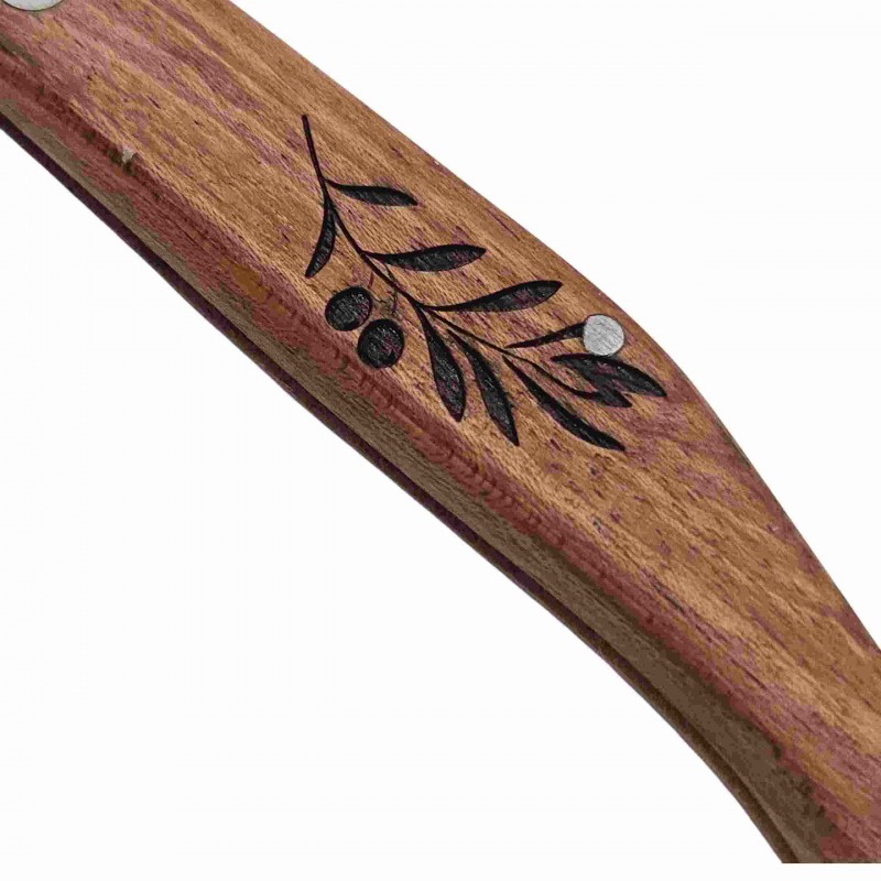 Couteau Palles berger bois gravure vierge rameau d’olivier 16cm