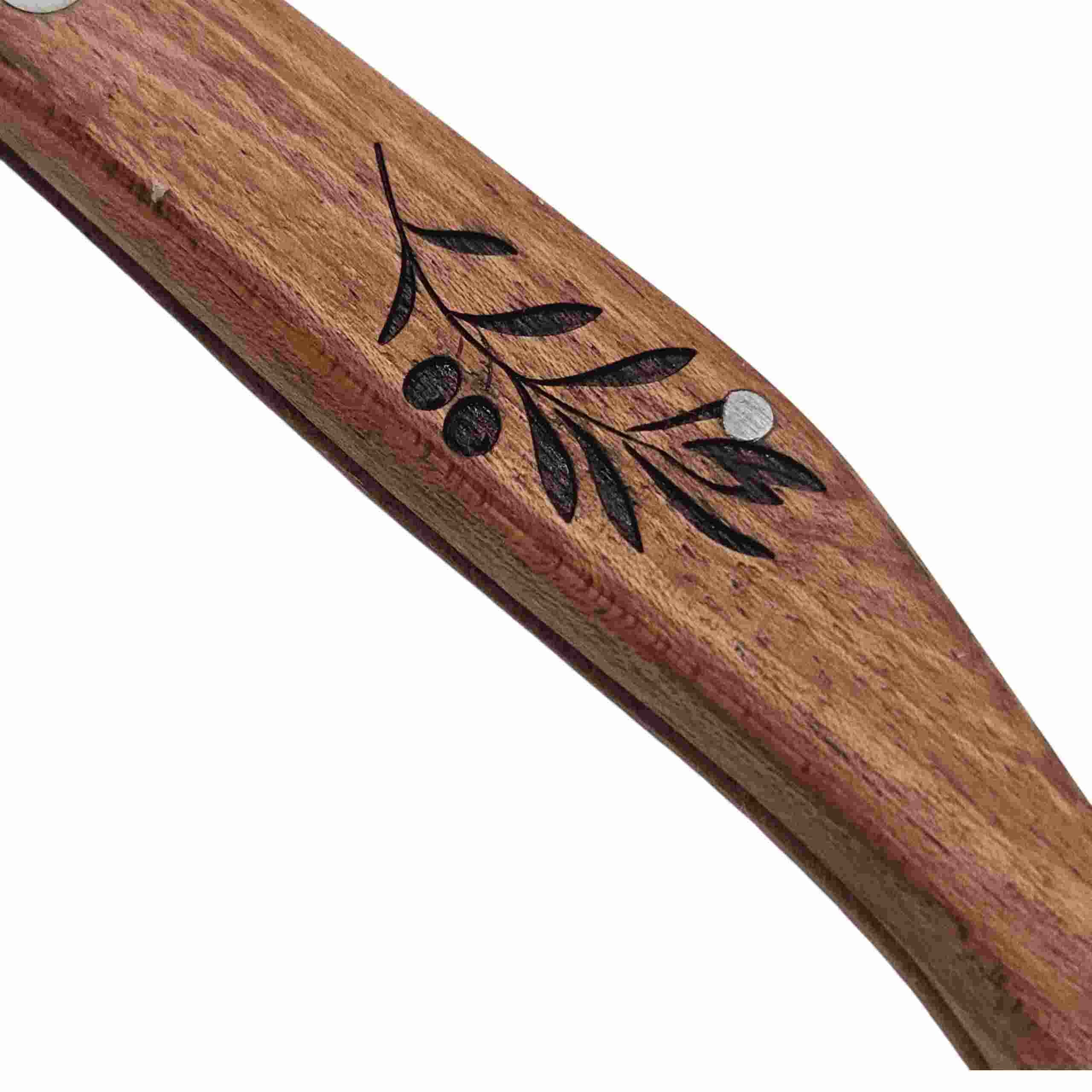 Couteau Palles berger bois gravure vierge rameau d’olivier 16cm