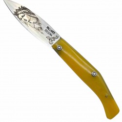 Couteau Pallares berger carbone gravure vierge au chapelet